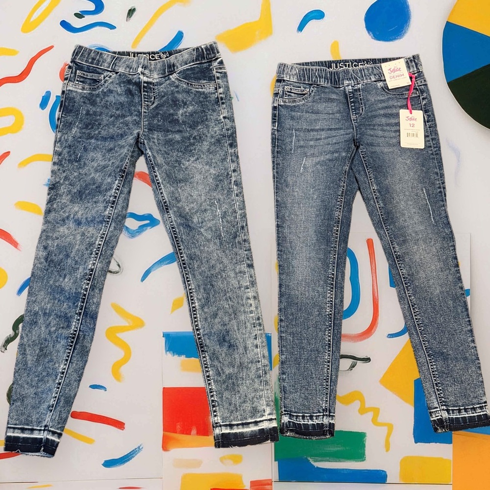Justice Girls Acid Wash Blue Jeggings - Kids